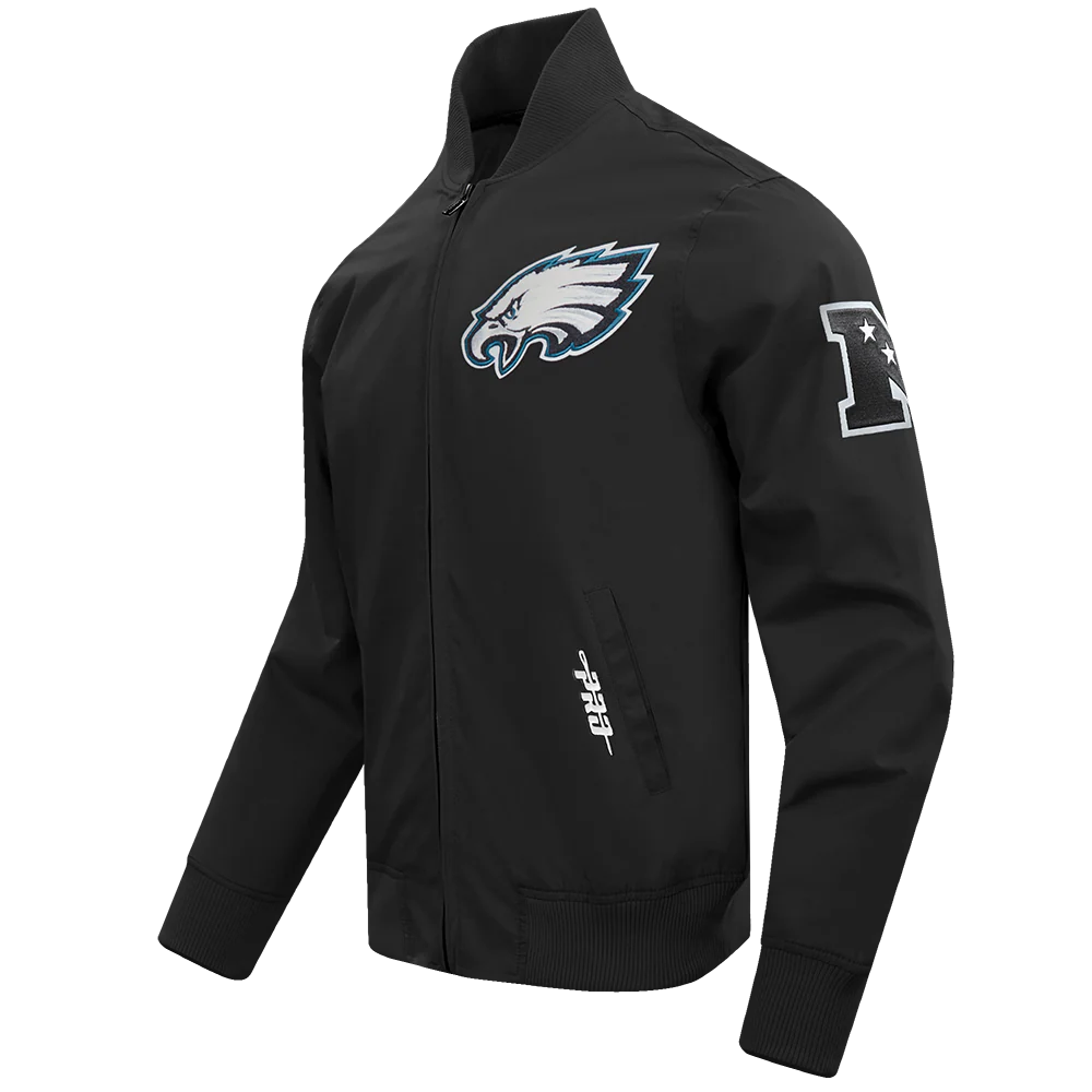 NFL PHILADELPHIA EAGLES LIVING LARGE MEN'S TWILL JACKET (BLACK) - Image 3
