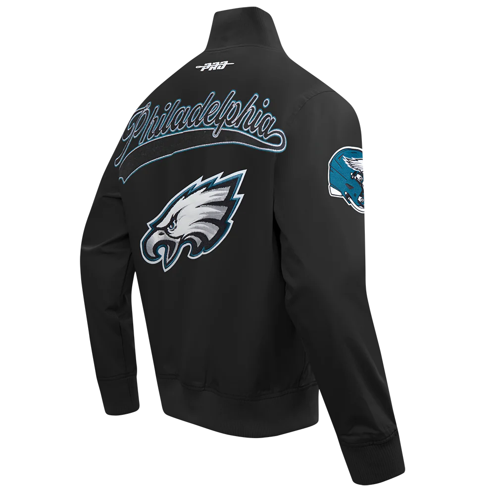 NFL PHILADELPHIA EAGLES LIVING LARGE MEN'S TWILL JACKET (BLACK) - Image 4