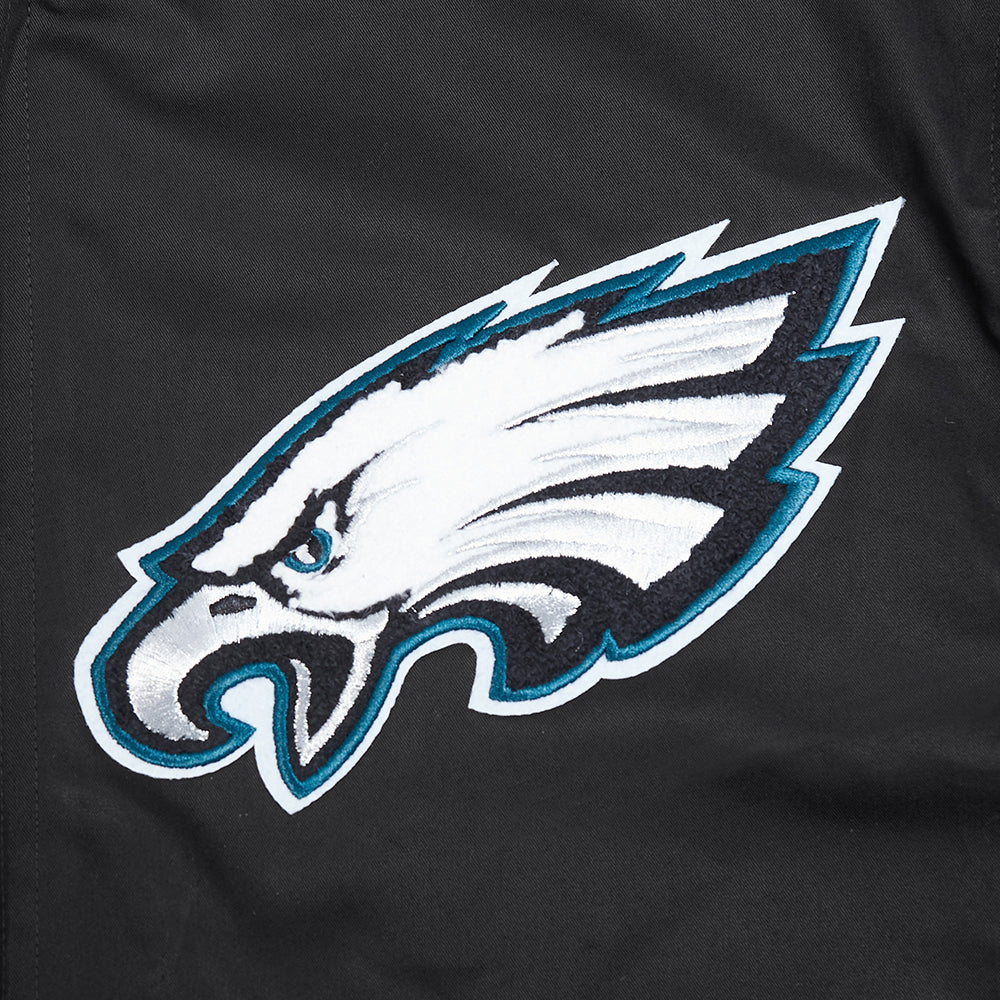 NFL PHILADELPHIA EAGLES LIVING LARGE MEN'S TWILL JACKET (BLACK) - Image 6