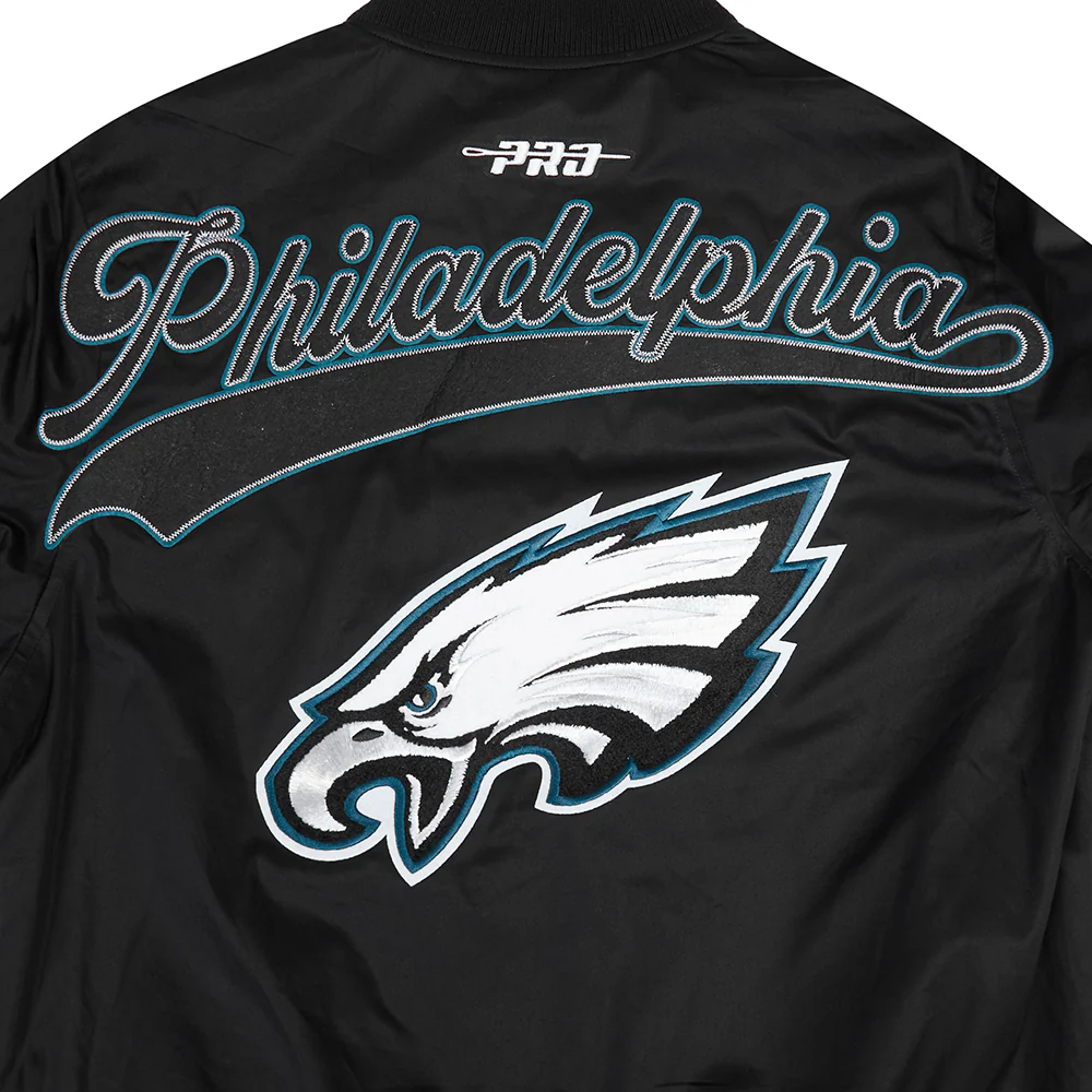 NFL PHILADELPHIA EAGLES LIVING LARGE MEN'S TWILL JACKET (BLACK) - Image 8