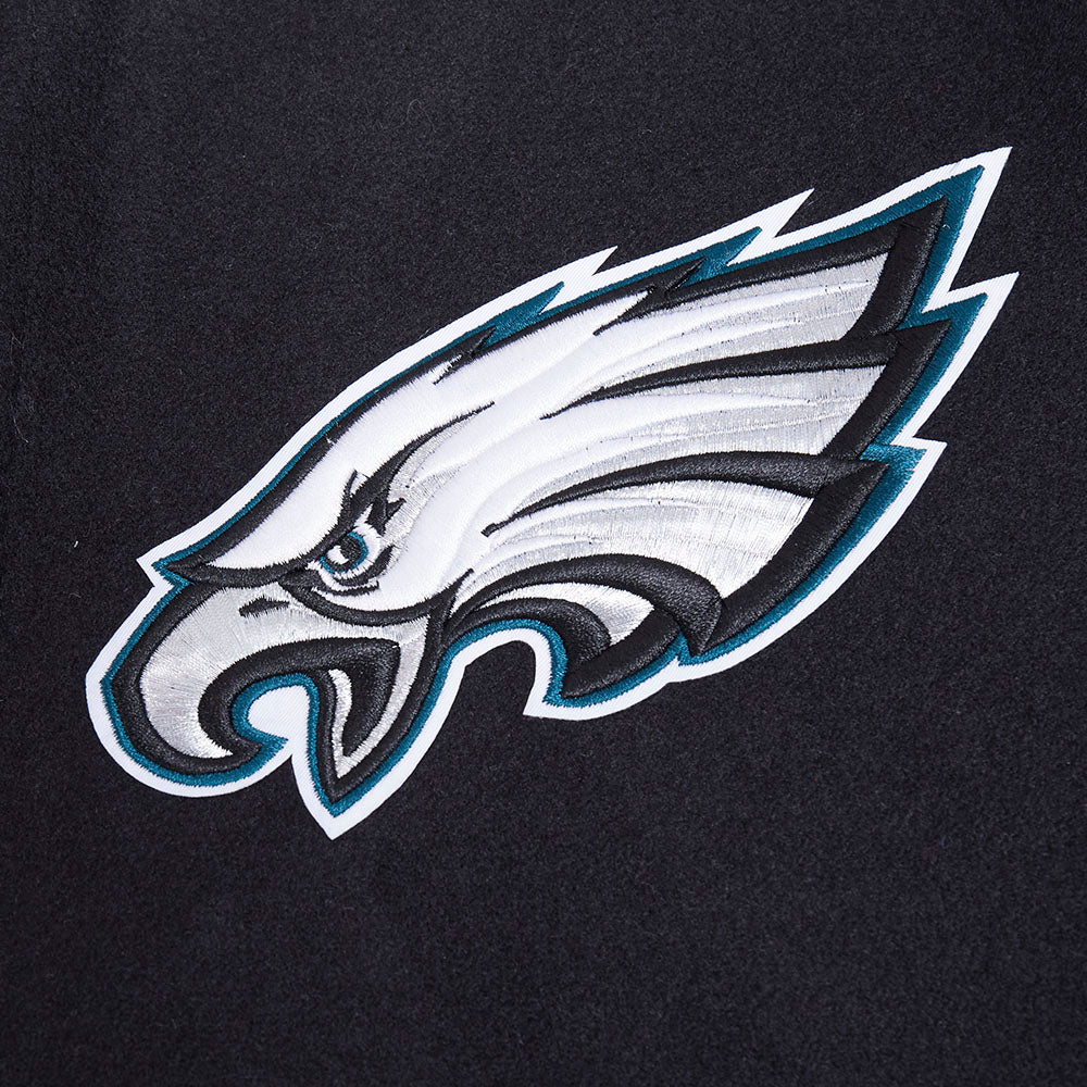 NFL PHILADELPHIA EAGLES CITY ARCH MEN'S WOOL VARSITY JACKET (BLACK/WHITE) - Image 5