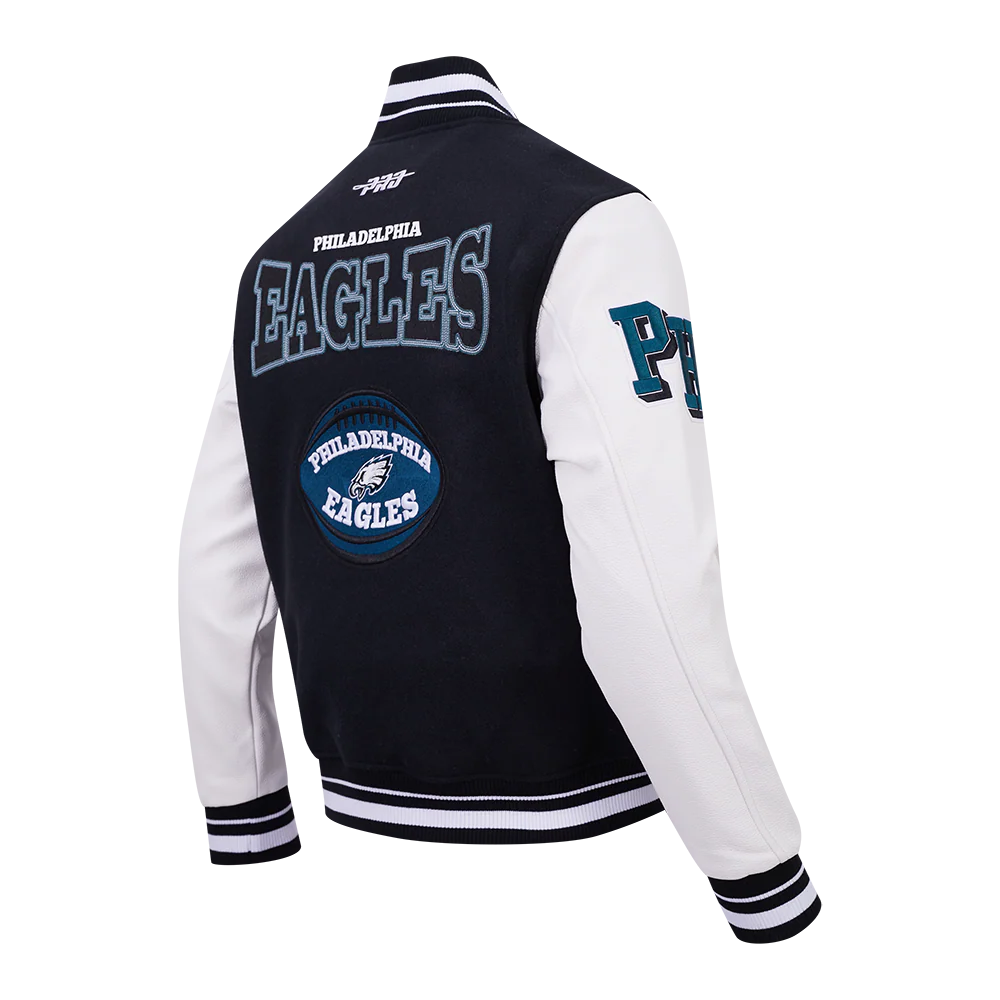 NFL PHILADELPHIA EAGLES DAY ONE MEN'S VARSITY JACKET (BLACK/WHITE) - Image 6