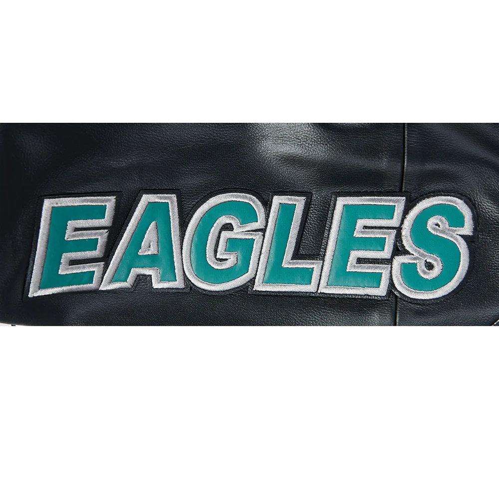 NFL PHILADELPHIA EAGLES MEN'S MOTO JACKET (BLACK/WHITE) - Image 11
