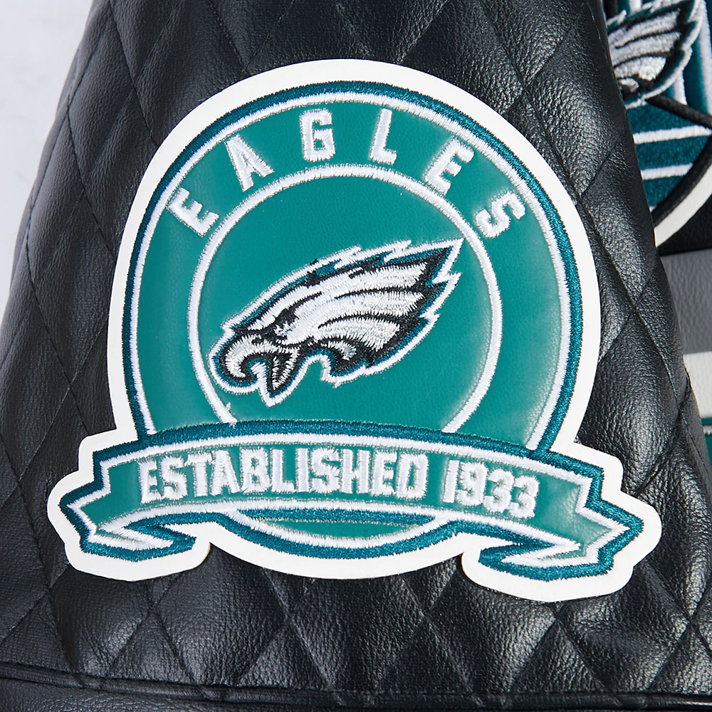 NFL PHILADELPHIA EAGLES MEN'S MOTO JACKET (BLACK/WHITE) - Image 8
