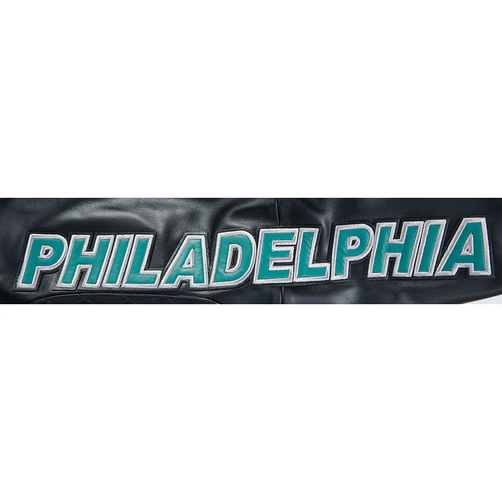 NFL PHILADELPHIA EAGLES MEN'S MOTO JACKET (BLACK/WHITE) - Image 9