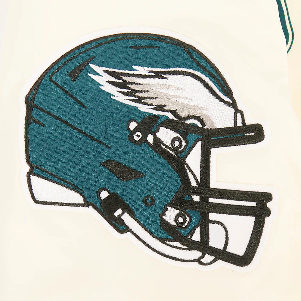 NFL PHILADELPHIA EAGLES PARADISE MEN'S SATIN JACKET (EGGSHELL/ BLACK) - Image 9