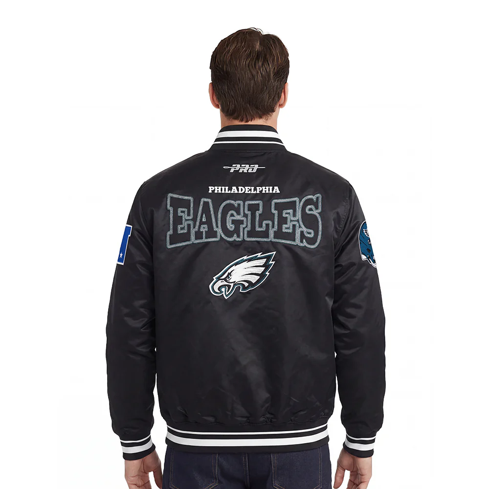 NFL PHILADELPHIA EAGLES DAY ONE MEN'S SATIN JACKET (BLACK) - Image 2