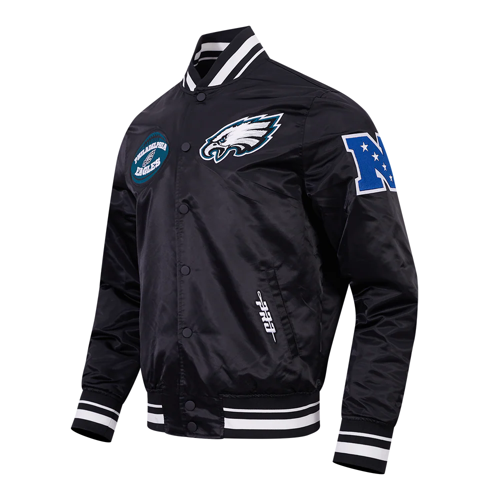 NFL PHILADELPHIA EAGLES DAY ONE MEN'S SATIN JACKET (BLACK) - Image 3