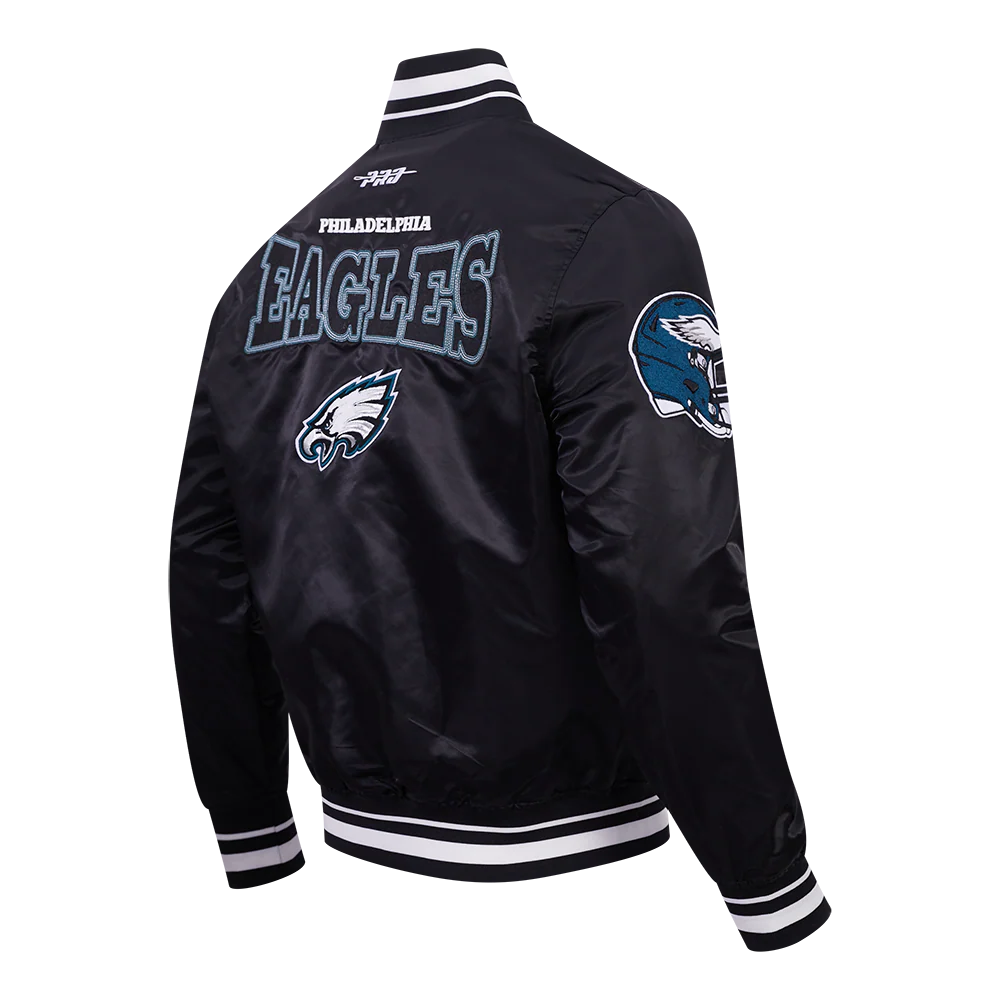 NFL PHILADELPHIA EAGLES DAY ONE MEN'S SATIN JACKET (BLACK) - Image 4