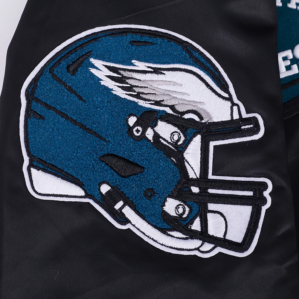 NFL PHILADELPHIA EAGLES DAY ONE MEN'S SATIN JACKET (BLACK) - Image 5