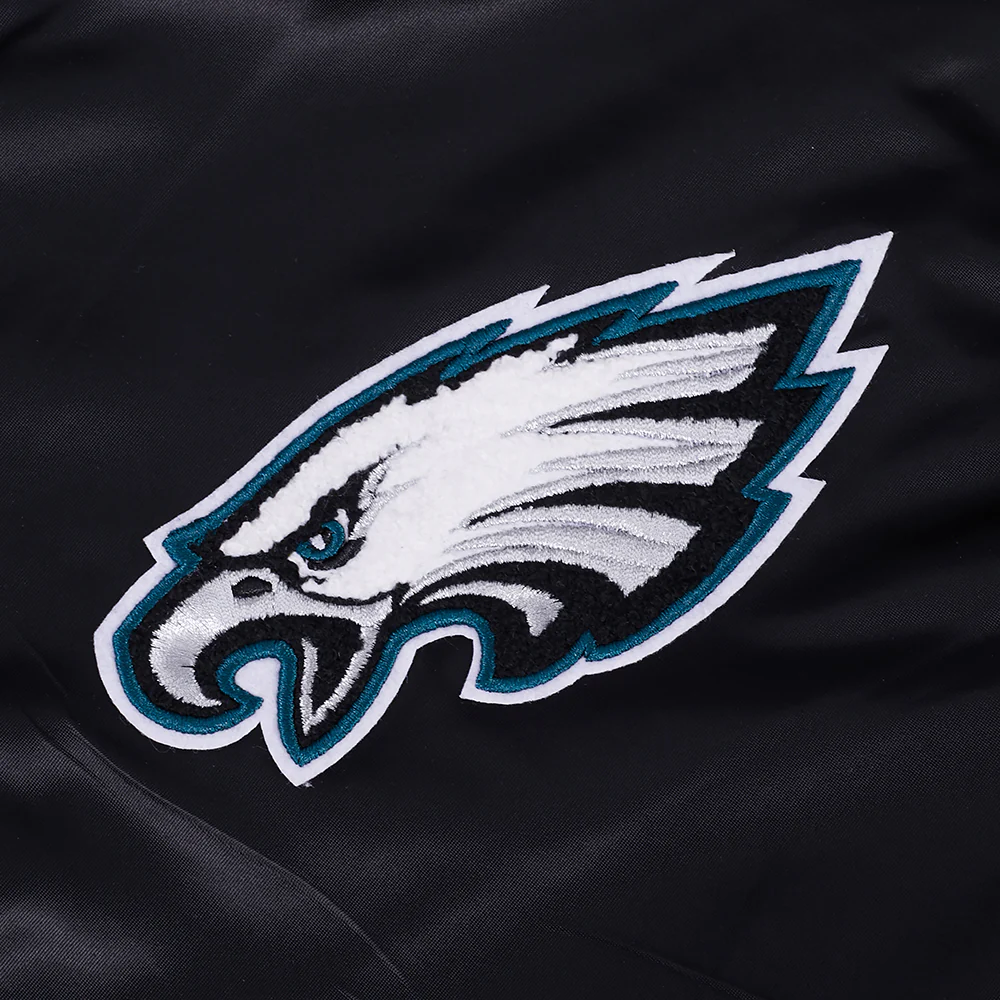NFL PHILADELPHIA EAGLES DAY ONE MEN'S SATIN JACKET (BLACK) - Image 8