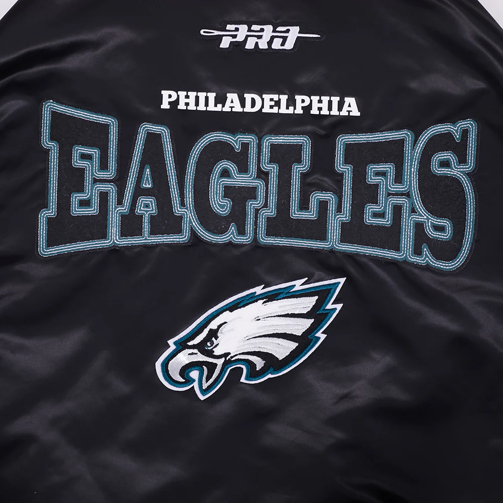 NFL PHILADELPHIA EAGLES DAY ONE MEN'S SATIN JACKET (BLACK) - Image 9