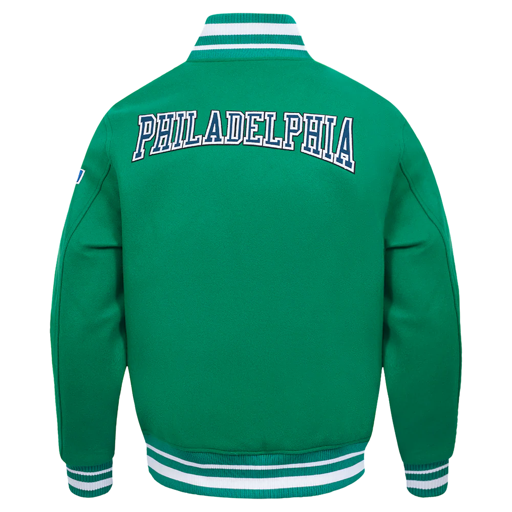 NFL PHILADELPHIA EAGLES CREST EMBLEM MEN'S WOOL VARSITY JACKET (KELLY GREEN) - Image 3