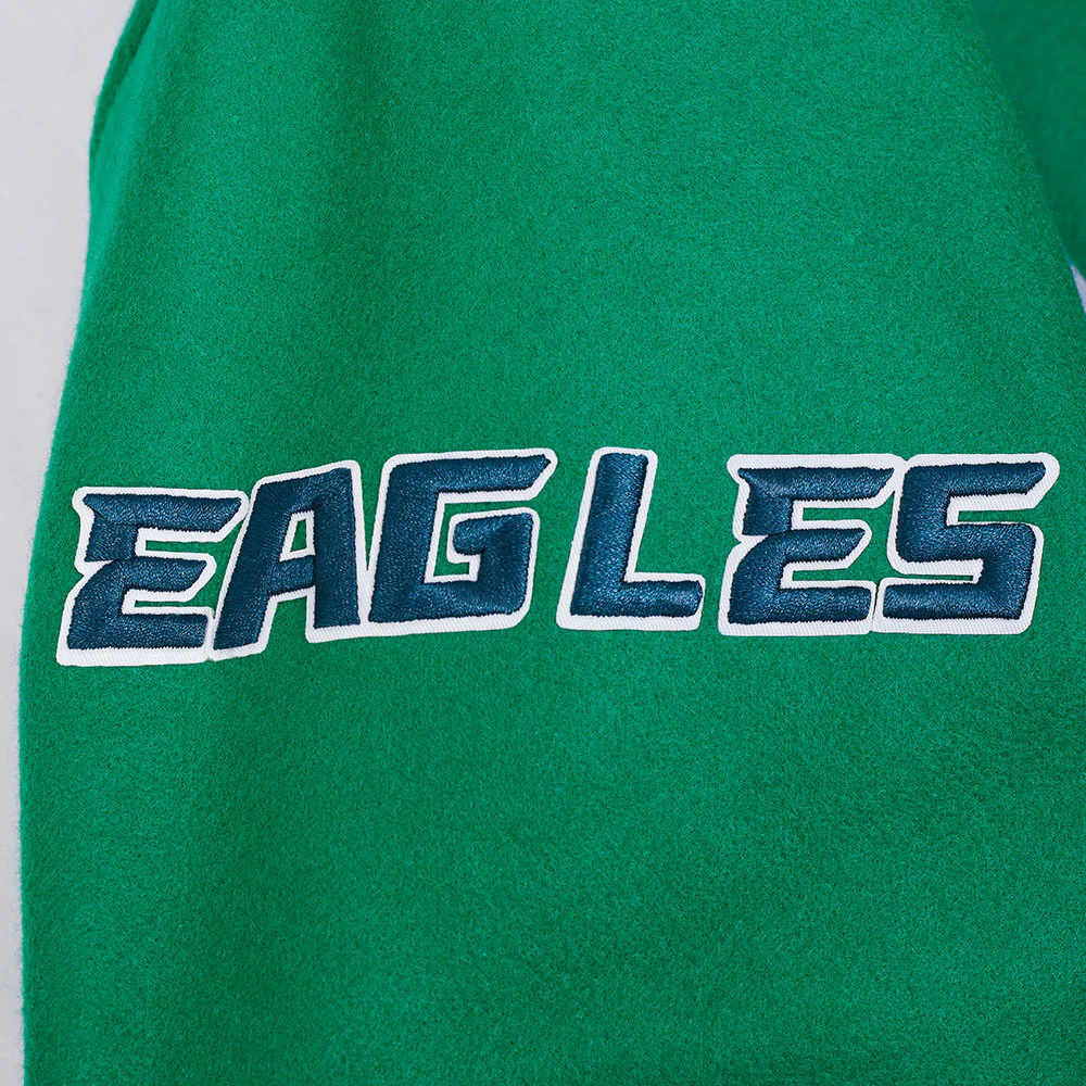 NFL PHILADELPHIA EAGLES CREST EMBLEM MEN'S WOOL VARSITY JACKET (KELLY GREEN) - Image 8