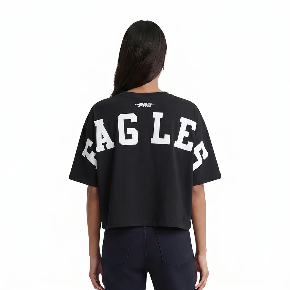 NFL PHILADELPHIA EAGLES WINGSPAN WOMEN'S SJ BOXY TEE (BLACK)