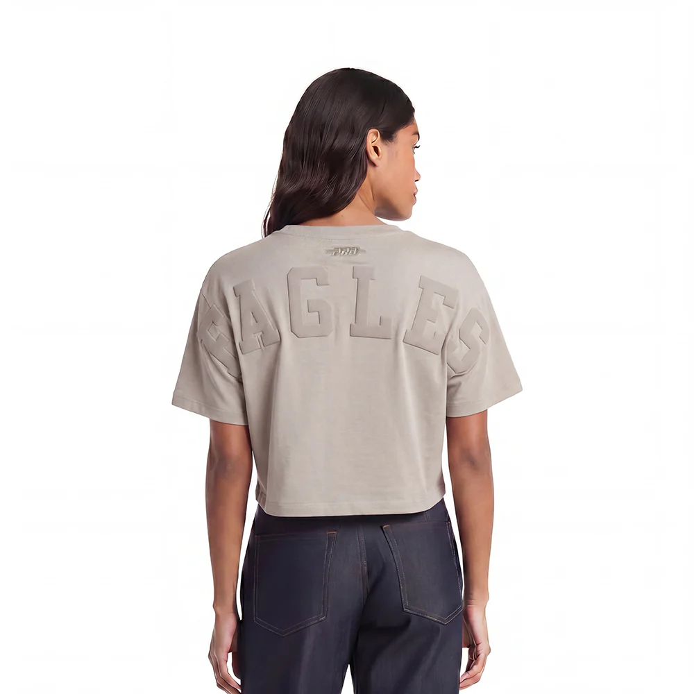 NFL PHILADELPHIA EAGLES WINGSPAN WOMEN'S SJ BOXY TEE (TAUPE)
