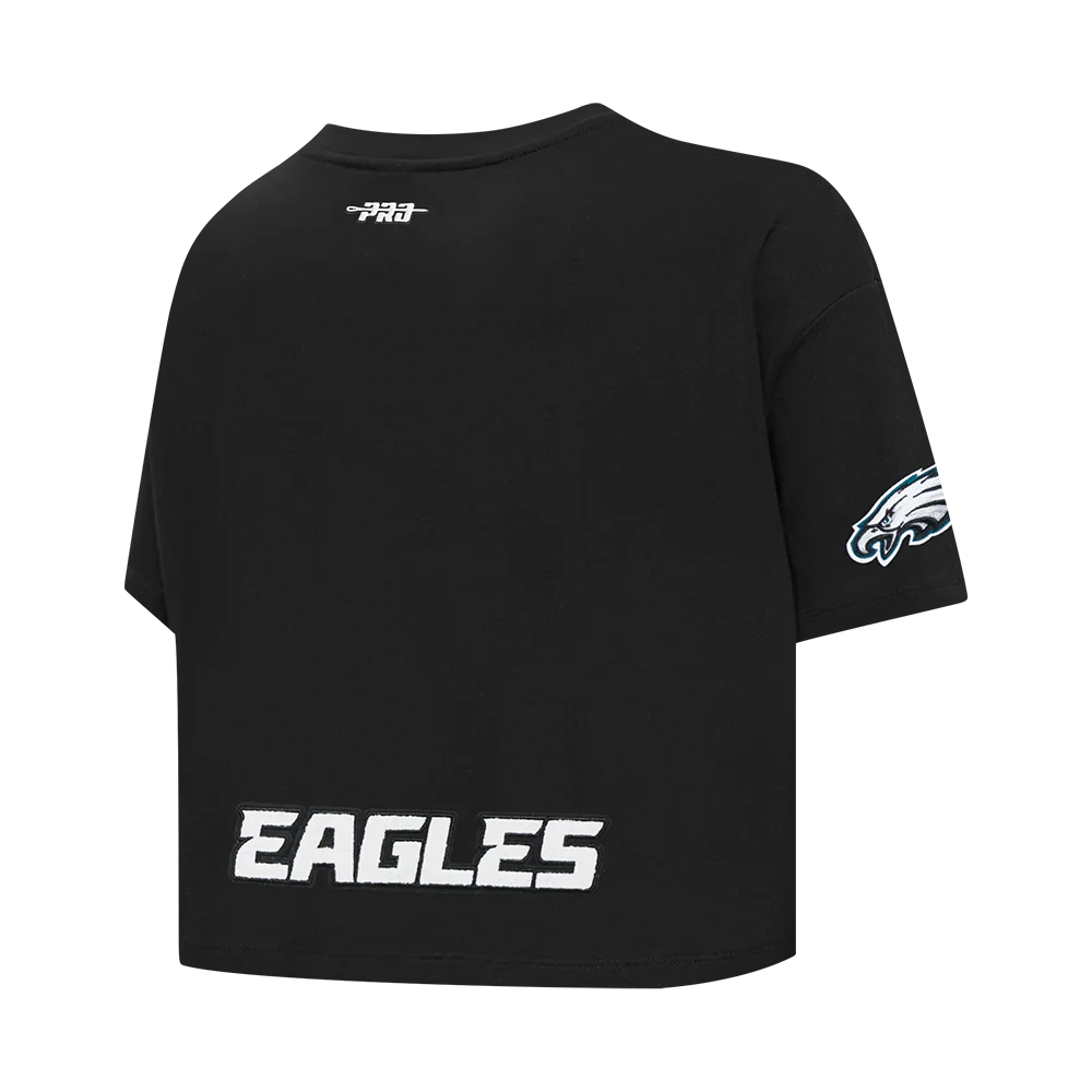 NFL PHILADELPHIA EAGLES JALEN HURTS #1 CLASSIC PNN WOMEN'S SJ BOXY TEE (BLACK) - Image 4