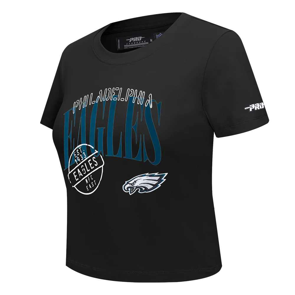 NFL PHILADELPHIA EAGLES STAMPED WOMEN'S S/S SLIM TEE (BLACK) - Image 4