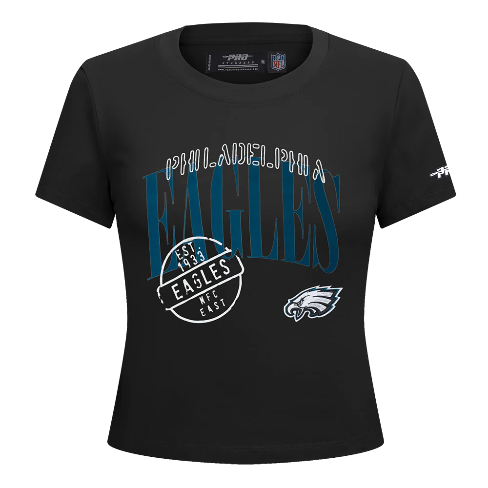 NFL PHILADELPHIA EAGLES STAMPED WOMEN'S S/S SLIM TEE (BLACK) - Image 5
