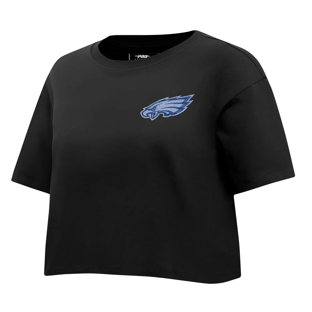 NFL PHILADELPHIA EAGLES VARSITY BLUES WOMEN'S BOXY TEE (BLACK) - Image 2