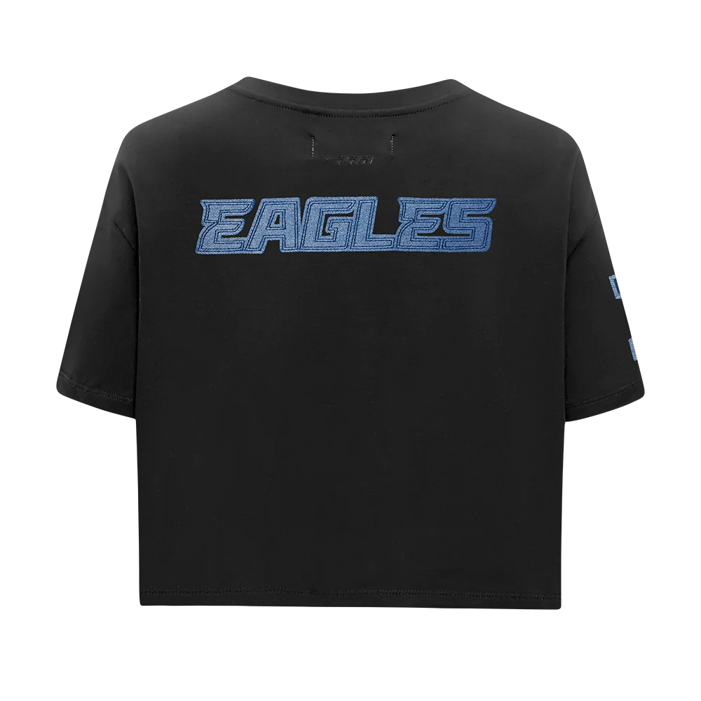 NFL PHILADELPHIA EAGLES VARSITY BLUES WOMEN'S BOXY TEE (BLACK) - Image 3