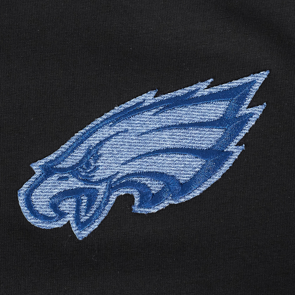 NFL PHILADELPHIA EAGLES VARSITY BLUES WOMEN'S BOXY TEE (BLACK) - Image 5