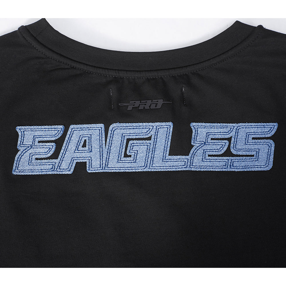 NFL PHILADELPHIA EAGLES VARSITY BLUES WOMEN'S BOXY TEE (BLACK) - Image 7