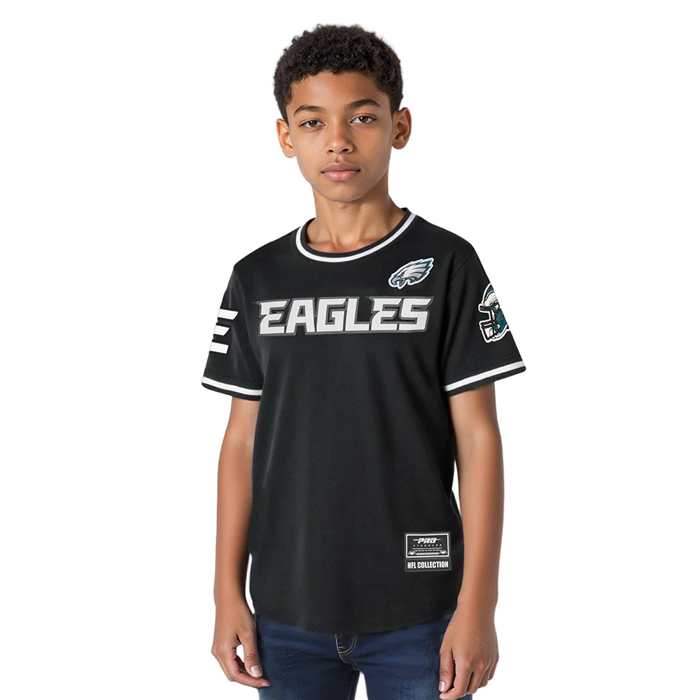 NFL PHILADELPHIA EAGLES CLASSIC BIG BOYS SHORT SLEEVE MESH TEE (BLACK)