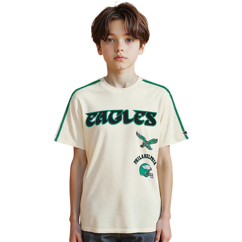 NFL PHILADELPHIA EAGLES RETRO CLASSICS BIG BOY'S SS TAPING TEE (EGGSHELL/ KELLY GREEN)