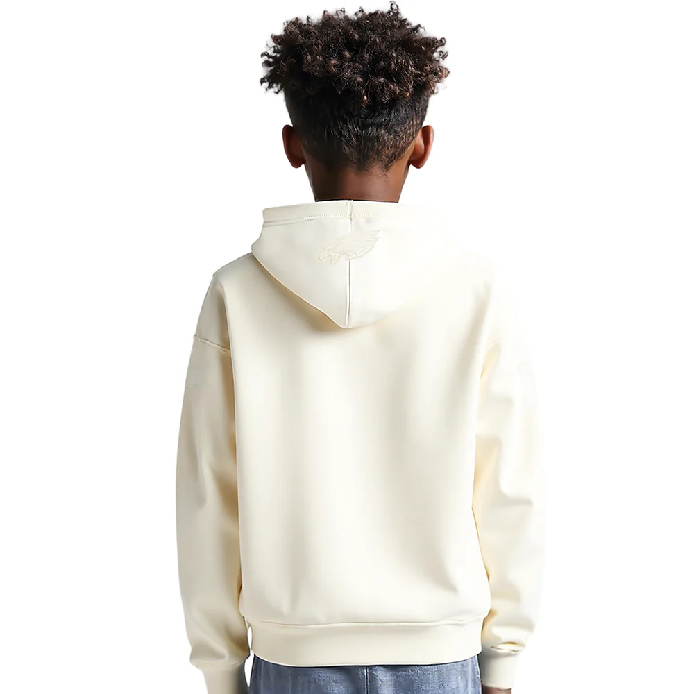 NFL PHILADELPHIA EAGLES NEUTRAL BIG BOYS FLEECE PULLOVER HOODIE (EGGSHELL) - Image 10