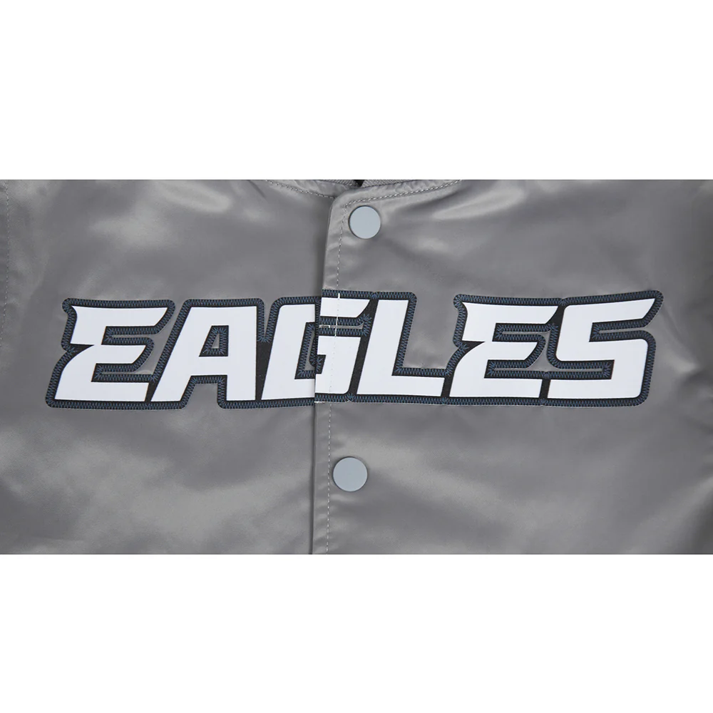 NFL PHILADELPHIA EAGLES CLASSIC BIG BOY'S SATIN JACKET (GRAY) - Image 5