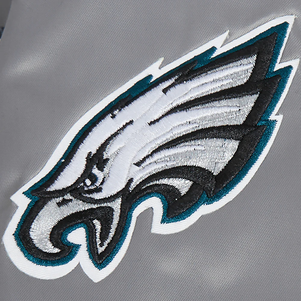NFL PHILADELPHIA EAGLES CLASSIC BIG BOY'S SATIN JACKET (GRAY) - Image 6