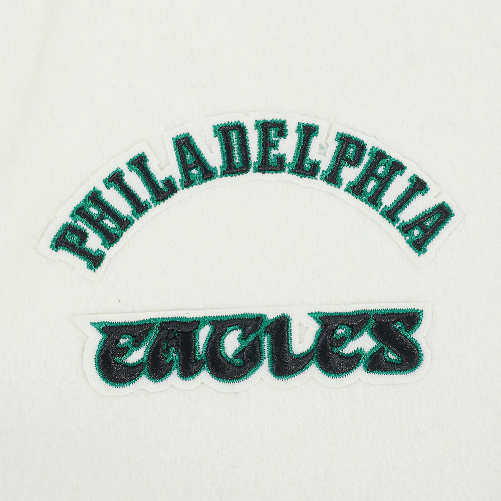 NFL PHILADELPHIA EAGLES RETRO CLASSICS BIG BOY'S RIB WOOL VARSITY JACKE (EGGSHELL/ KELLY GREEN) - Image 6