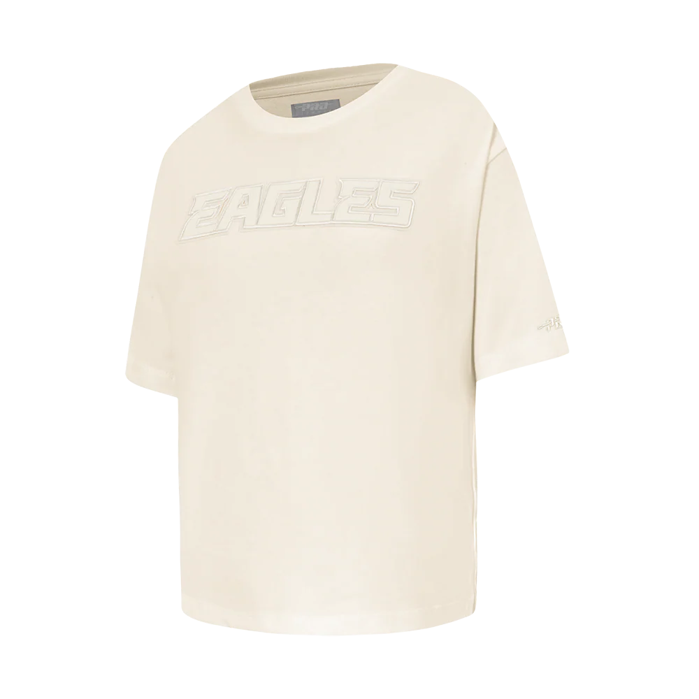 NFL PHILADELPHIA EAGLES NEUTRAL BIG GIRLS SHORT SLEEVE BOXY TEE (EGGSHELL) - Image 2
