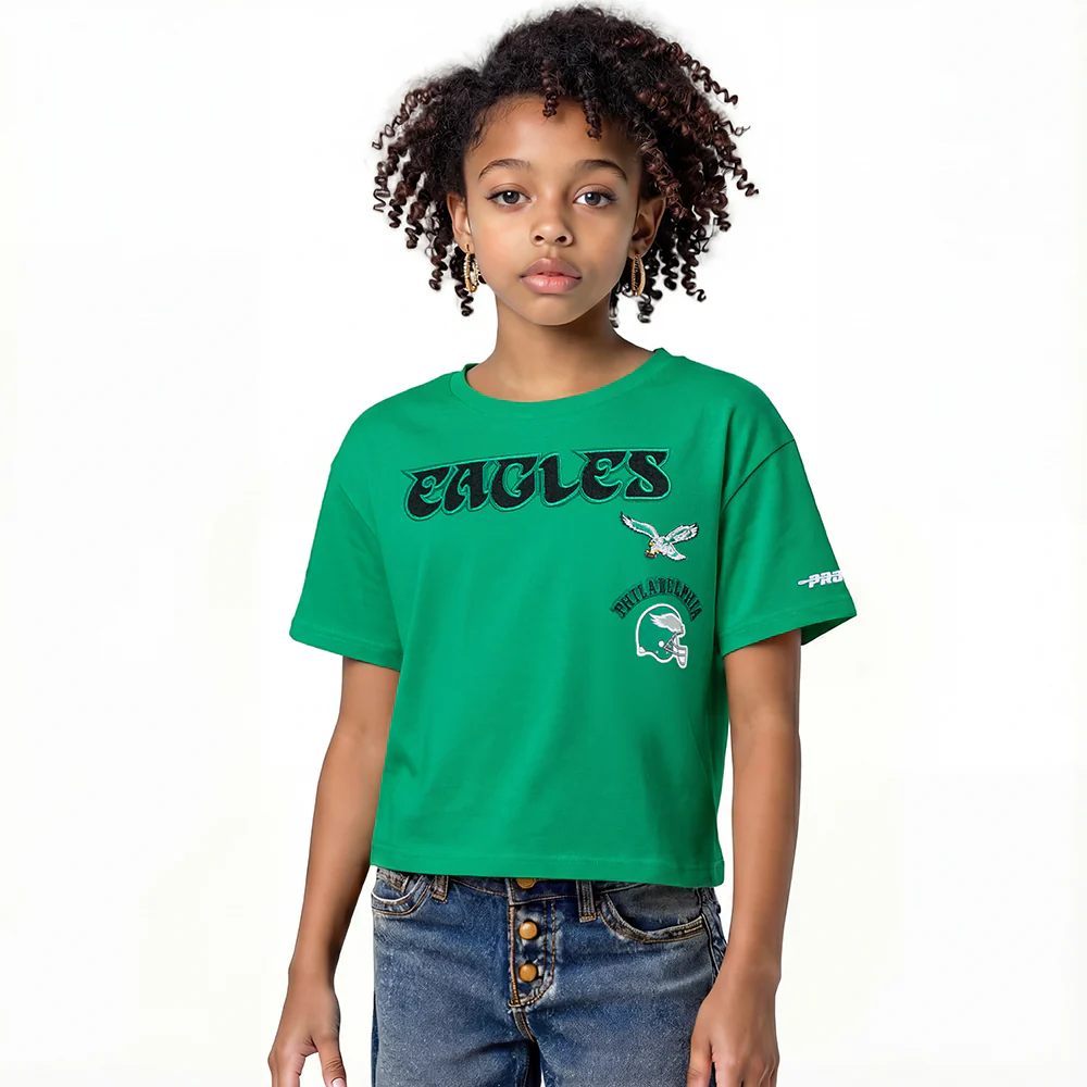 NFL PHILADELPHIA EAGLES RETRO CLASSICS BIG GIRL'S SS BOXY TEE (KELLY GREEN)
