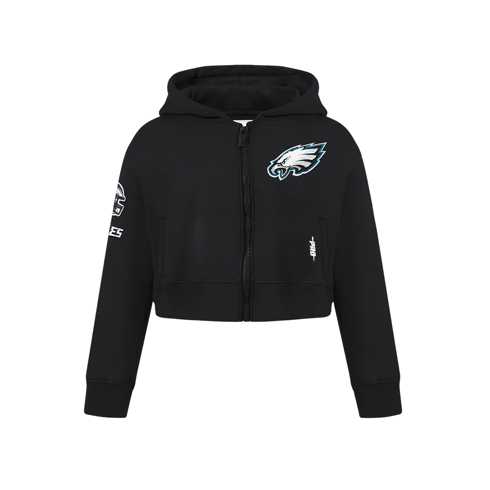 NFL PHILADELPHIA EAGLES CLASSIC BIG GIRLS FLEECE FULL ZIP HOODIE (BLACK) - Image 3