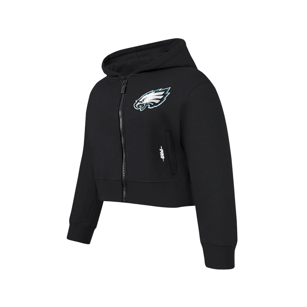 NFL PHILADELPHIA EAGLES CLASSIC BIG GIRLS FLEECE FULL ZIP HOODIE (BLACK) - Image 4