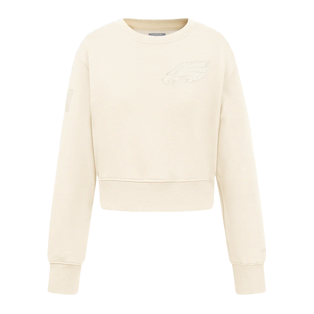 NFL PHILADELPHIA EAGLES NEUTRAL BIG GIRLS FLEECE CREWNECK (EGGSHELL)