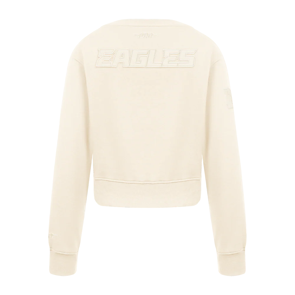 NFL PHILADELPHIA EAGLES NEUTRAL BIG GIRLS FLEECE CREWNECK (EGGSHELL) - Image 3