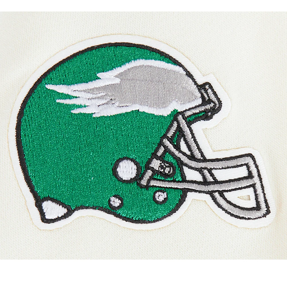 NFL PHILADELPHIA EAGLES RETRO CLASSIC BIG GIRL'S RIB FLC PO HOODIE (EGGSHELL/ KELLY GREEN) - Image 5