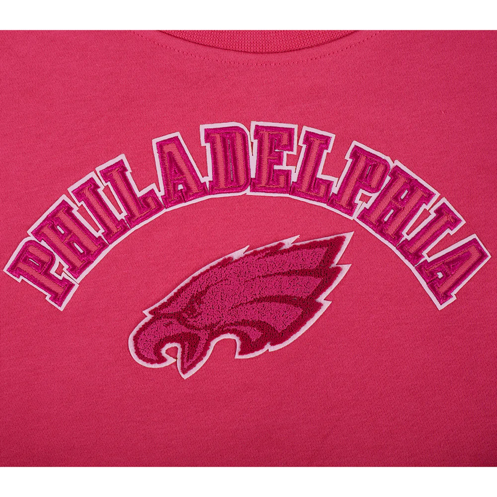 NFL PHILADELPHIA EAGLES CLASSIC TRIPLE PINK BIG GIRL'S FLEECE CREWNECK (BEETROOT PURPLE) - Image 3