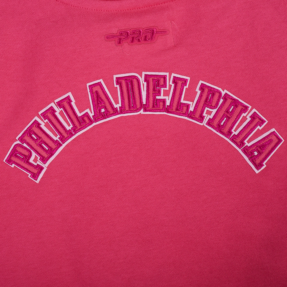 NFL PHILADELPHIA EAGLES CLASSIC TRIPLE PINK BIG GIRL'S FLEECE CREWNECK (BEETROOT PURPLE) - Image 5