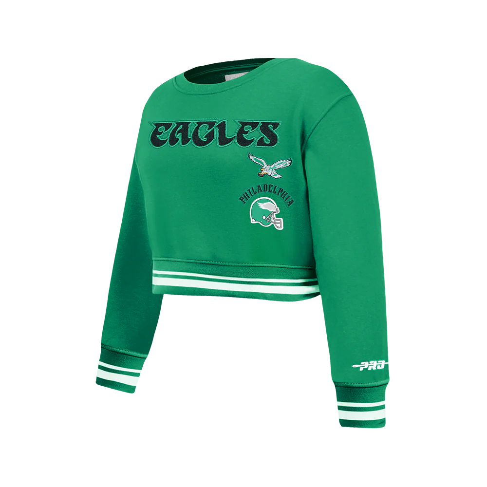 NFL PHILADELPHIA EAGLES RETRO CLASSICS BIG GIRL'S RIB FLEECE CREWNECK (KELLY GREEN) - Image 3