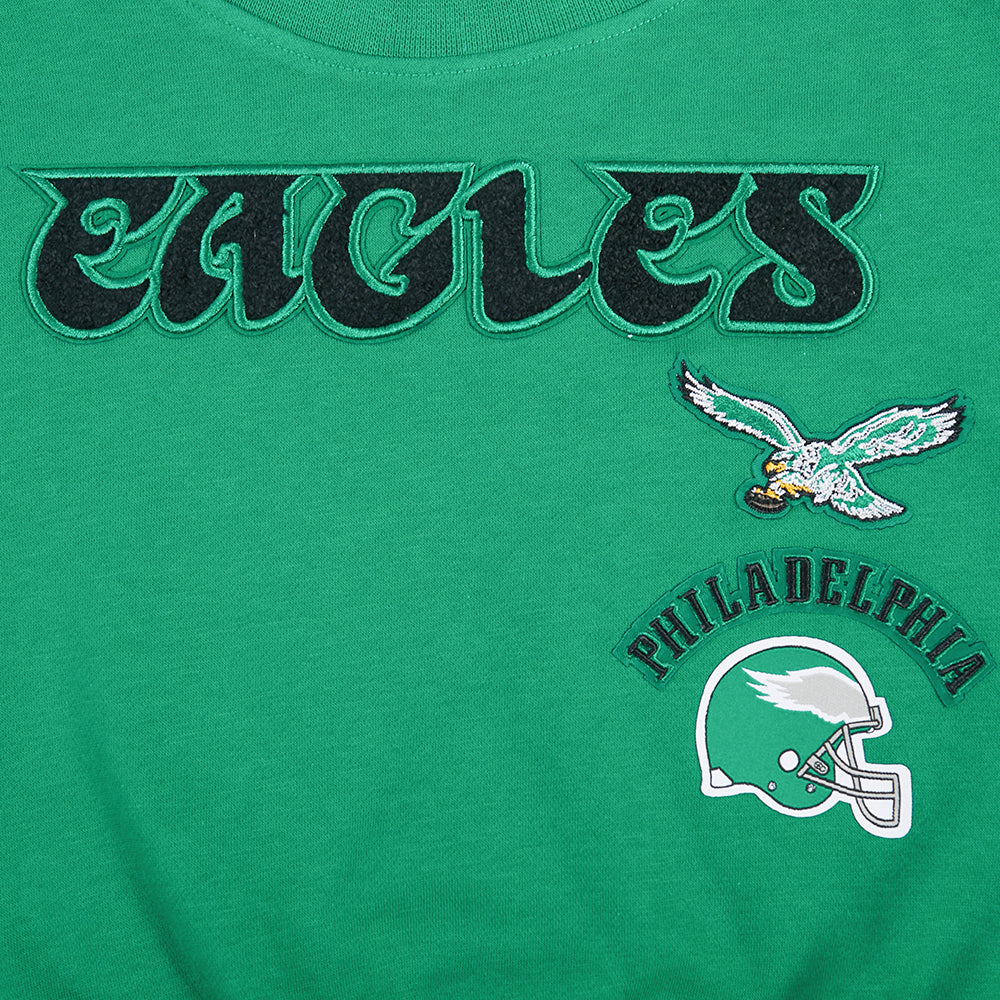 NFL PHILADELPHIA EAGLES RETRO CLASSICS BIG GIRL'S RIB FLEECE CREWNECK (KELLY GREEN) - Image 6