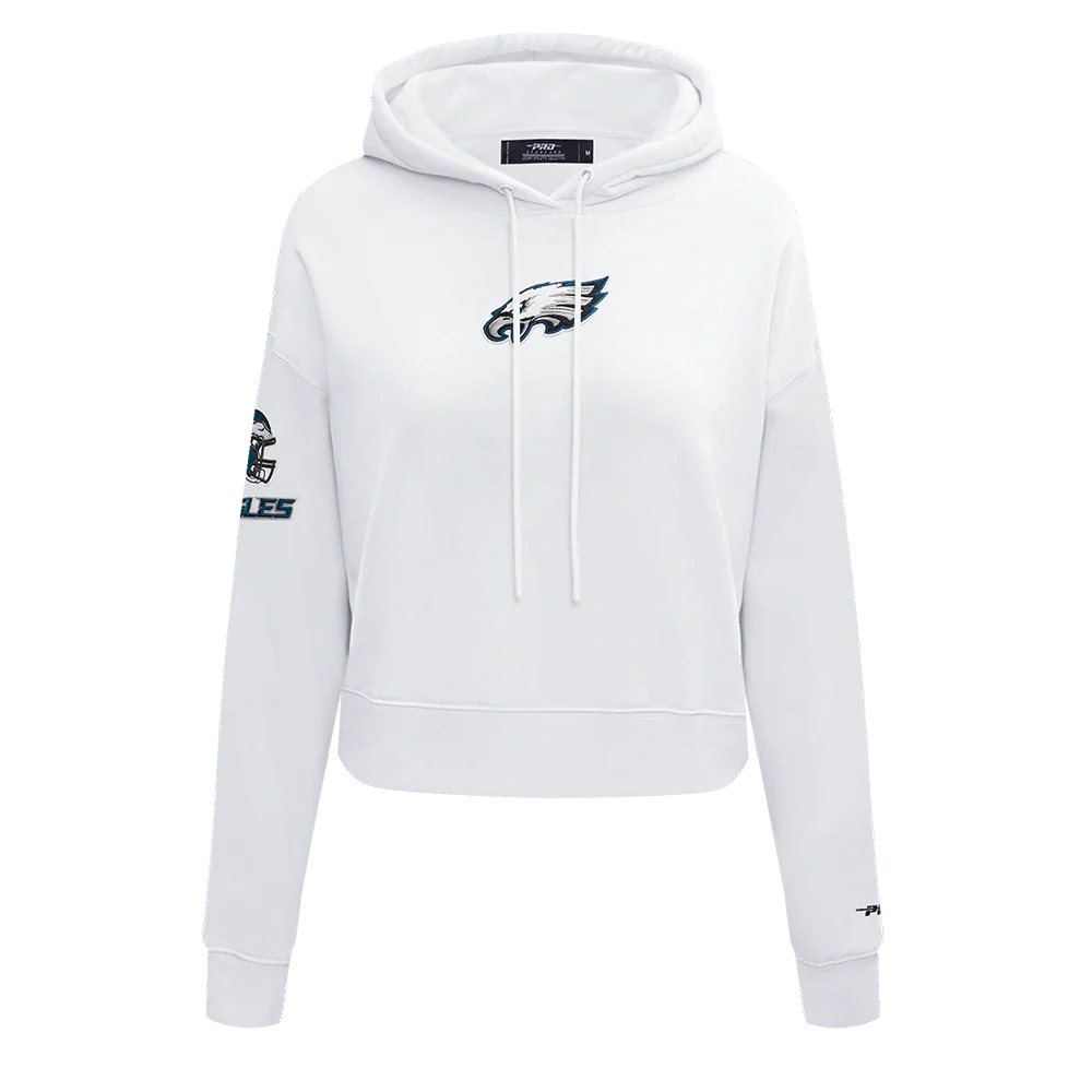 NFL PHILADELPHIA EAGLES CLASSIC WOMEN'S FLEECE CROPPED PULLOVER HOODIE (WHITE)