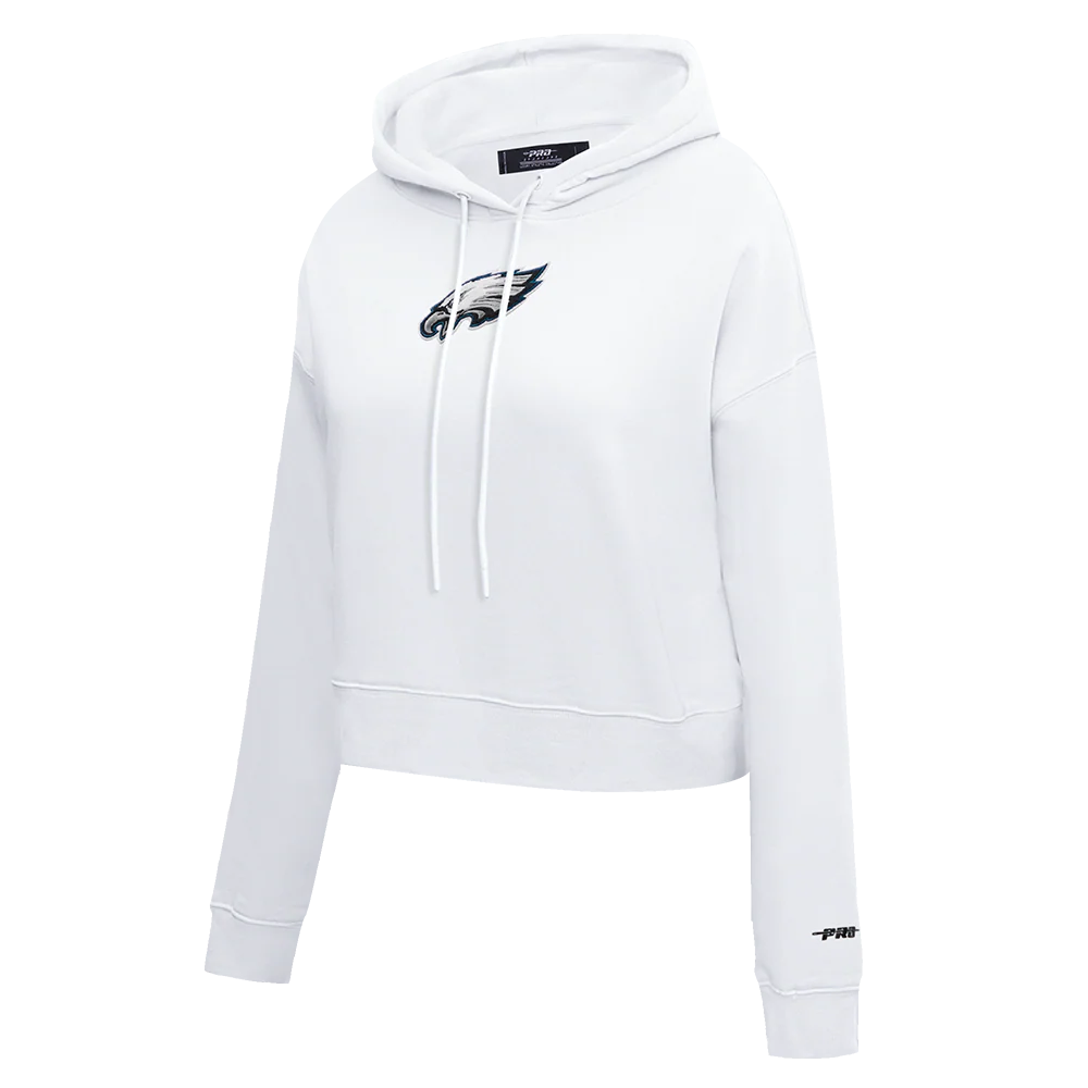 NFL PHILADELPHIA EAGLES CLASSIC WOMEN'S FLEECE CROPPED PULLOVER HOODIE (WHITE) - Image 2