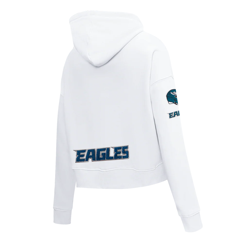 NFL PHILADELPHIA EAGLES CLASSIC WOMEN'S FLEECE CROPPED PULLOVER HOODIE (WHITE) - Image 4