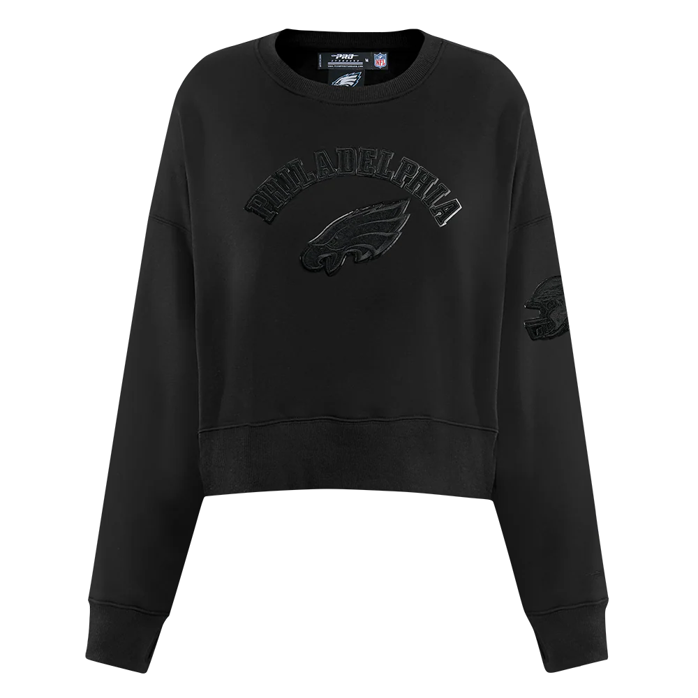 NFL PHILADELPHIA EAGLES TRIPLE BLACK WOMEN'S FLC CREWNECK (TRIPLE BLACK WOMEN'S)
