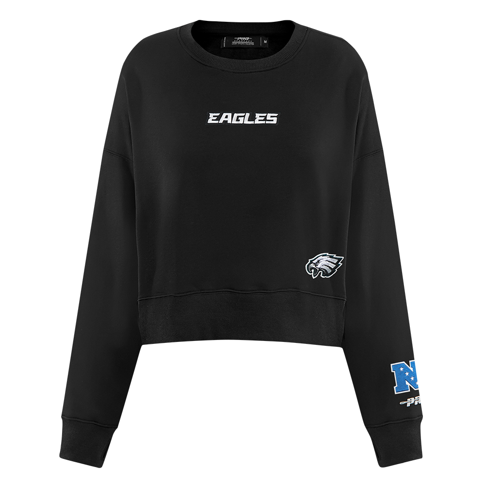 NFL PHILADELPHIA EAGLES WINGSPAN WOMEN'S FLEECE CREWNECK (BLACK) - Image 3