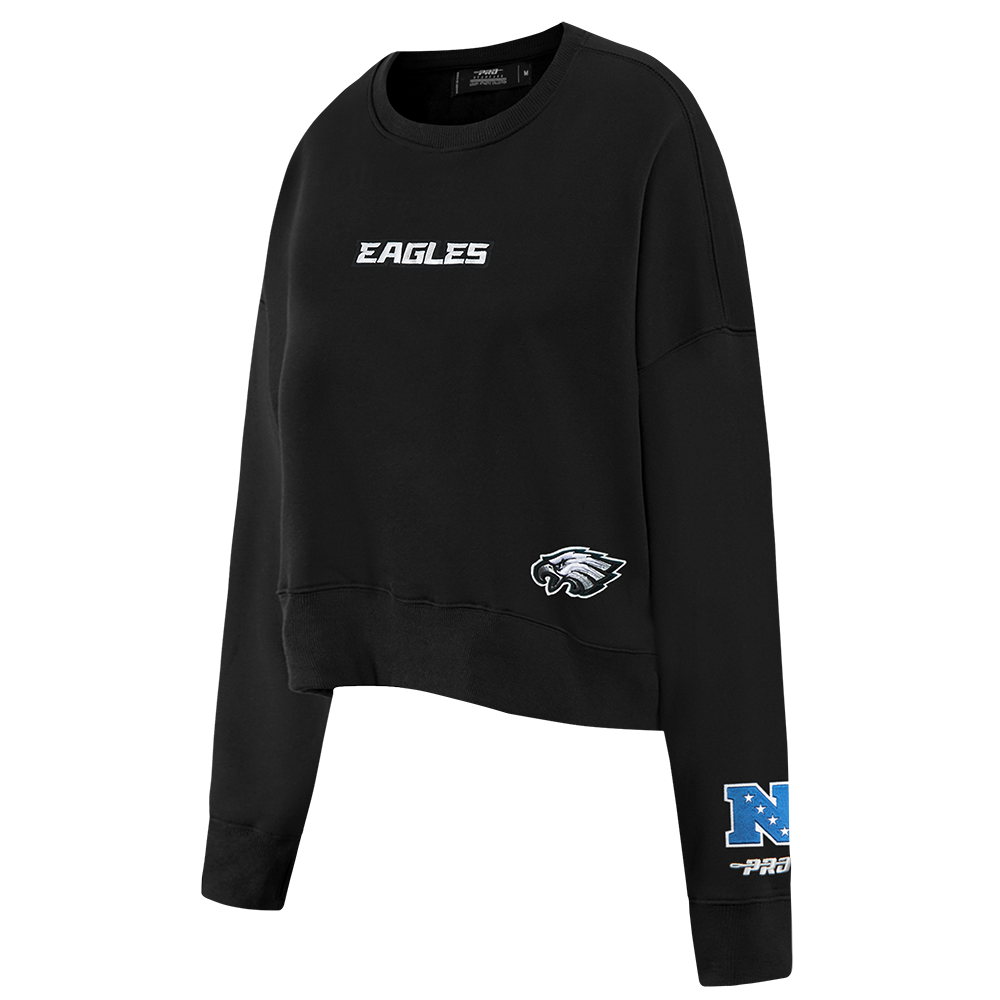 NFL PHILADELPHIA EAGLES WINGSPAN WOMEN'S FLEECE CREWNECK (BLACK) - Image 4
